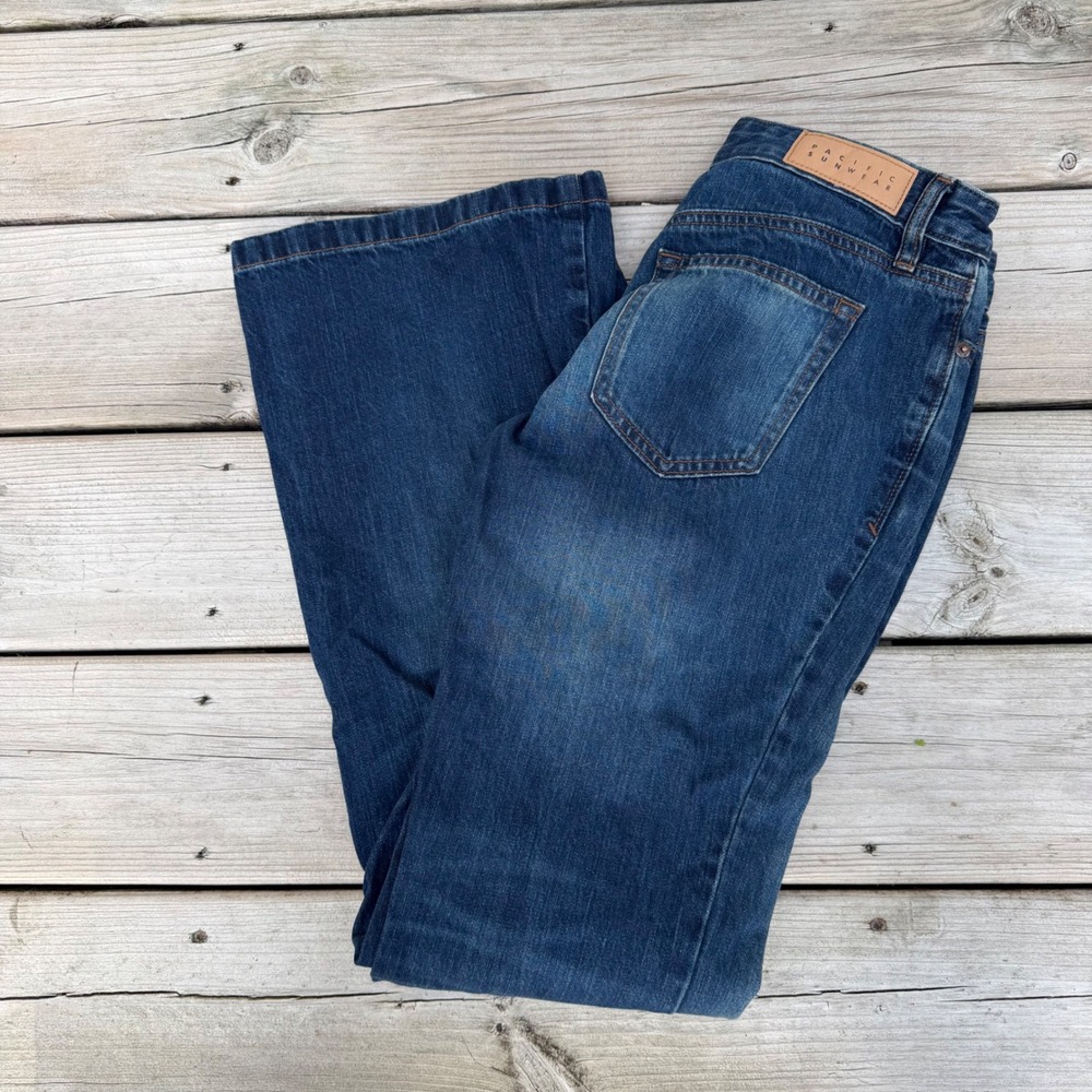 Pacific Sunwear Jade Low Rise Bootcut Jeans Dark Wash Blue Denim Size 24